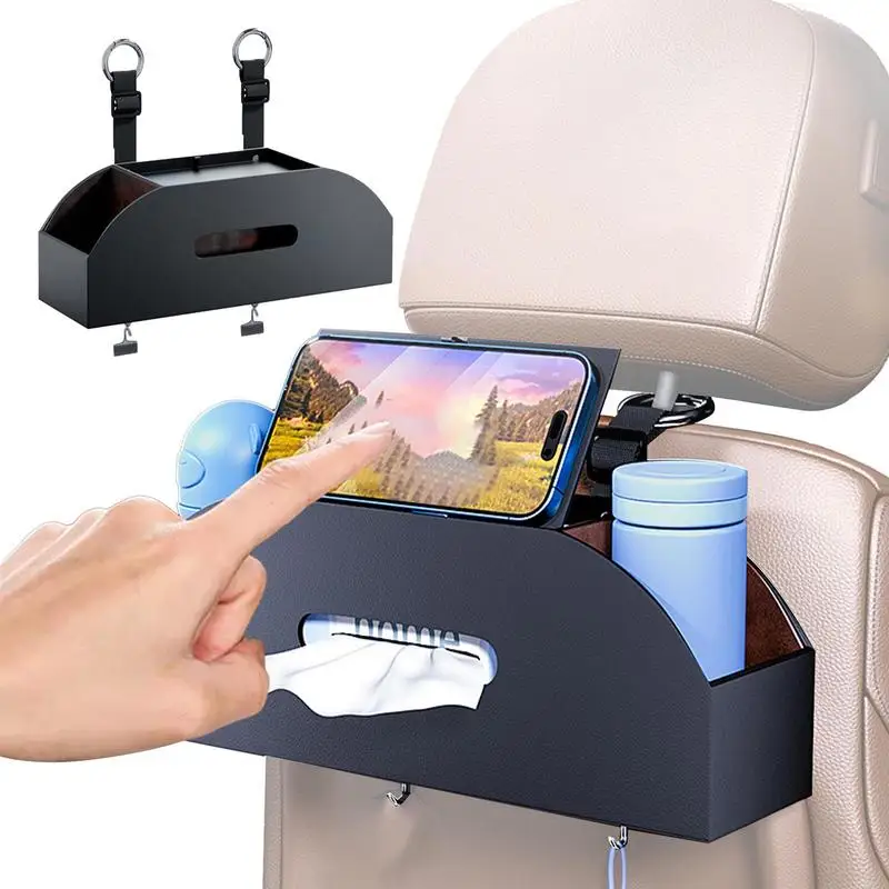 

Car Cup Holder With Two Hooks Multi Functional Backseat Storage Container Headrest Hook Hanger Storage Organizer For Kids Travel