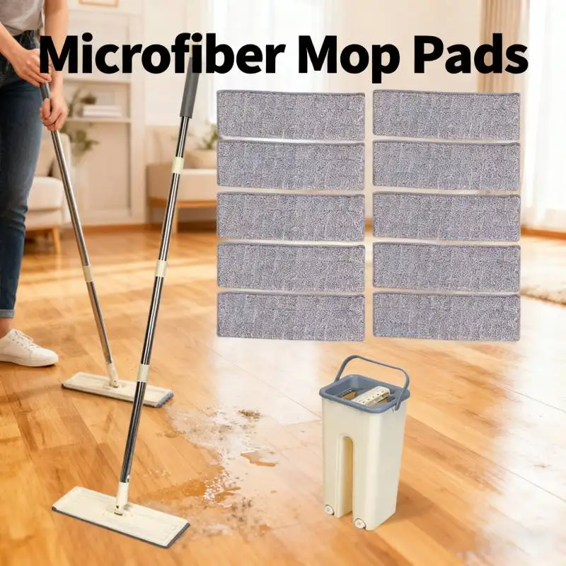 Squeeze Bathroom Floor Mop Multipurpose Floor Cleaning Cloth Pads Water Absorption Wet Mop with Bucket Household Cleaning Tool