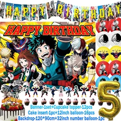 Anime My Hero Academia Theme Kids Birthday Party Decorations Set - Balloons, Cake Topper, Banner, Backdrop, and Baby Shower Props - Other (B - 1SET - 5)