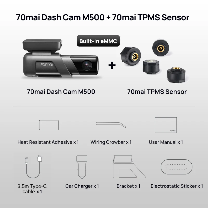 Camera auto DVR 70MAI M500 64GB, 2K, Wi-Fi, G-Senzor