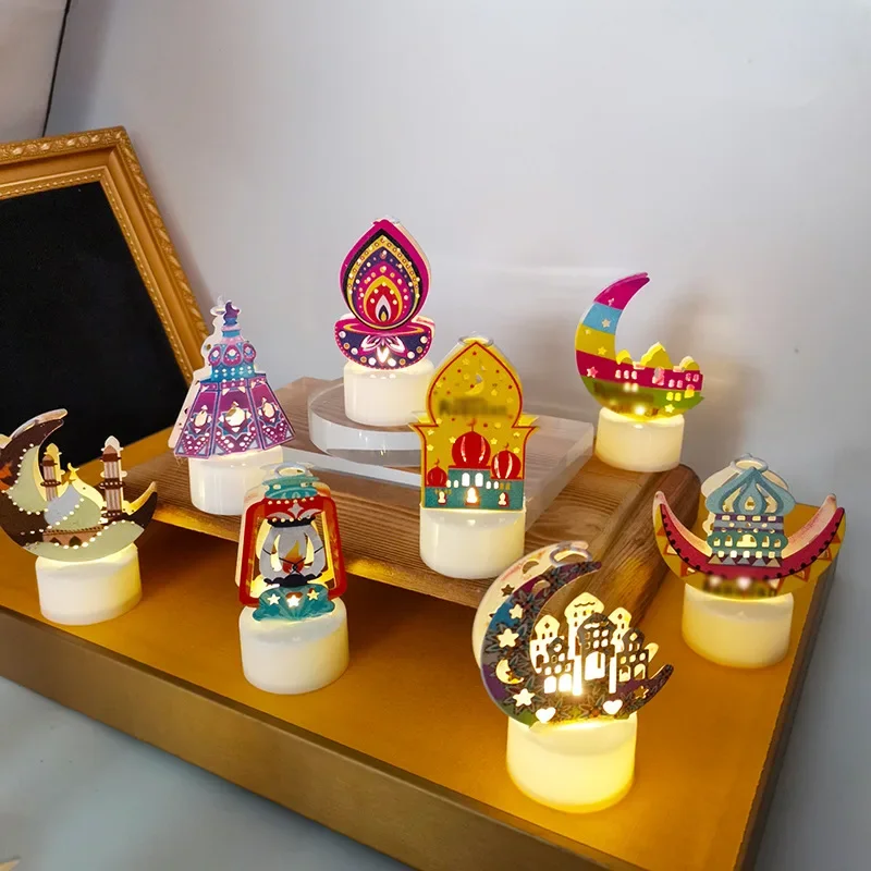 1PCS Eid Mubarak Candle Light Ramadan Decoration for Home Ornaments Eid Al-Fitr Kareem Festival Islamic Muslim Party Decor