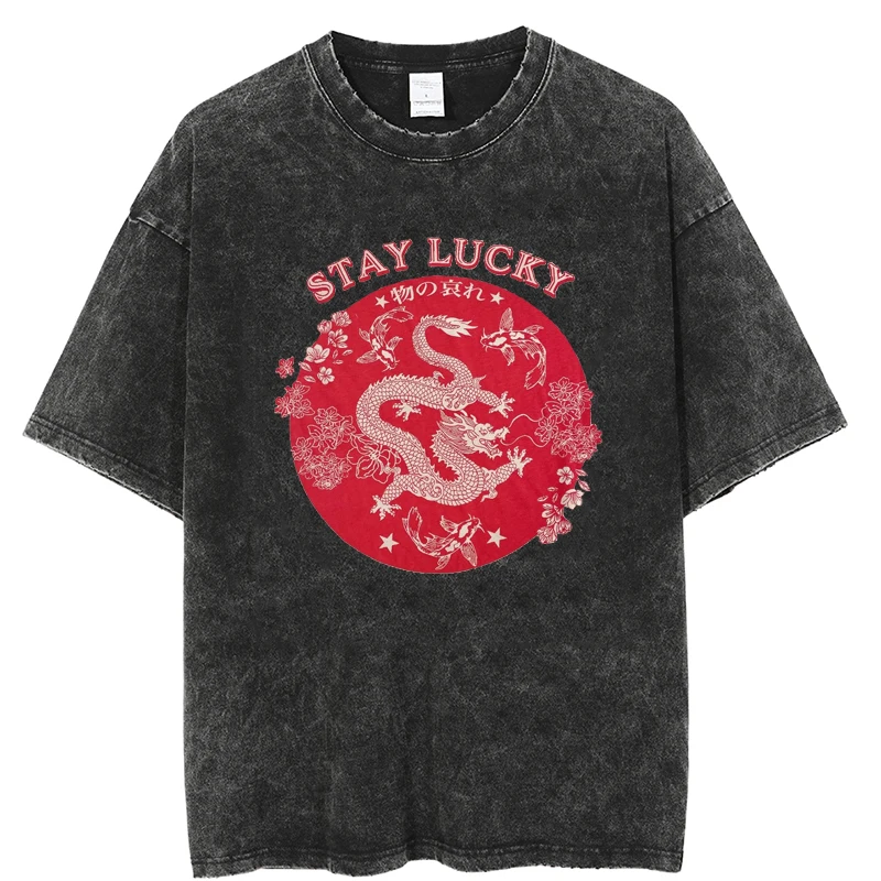 

Guofeng Дракон Тотем стирка короткий рукав пуловер принт старый фотография футболка лес свободный стиль бойфренд Top