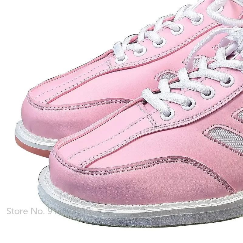 Women's Breathable Bowling Shoes Professional Skidproof Sole Bowling Sneakers Ladies Lace-up PU Leather Training Trainers 35-40