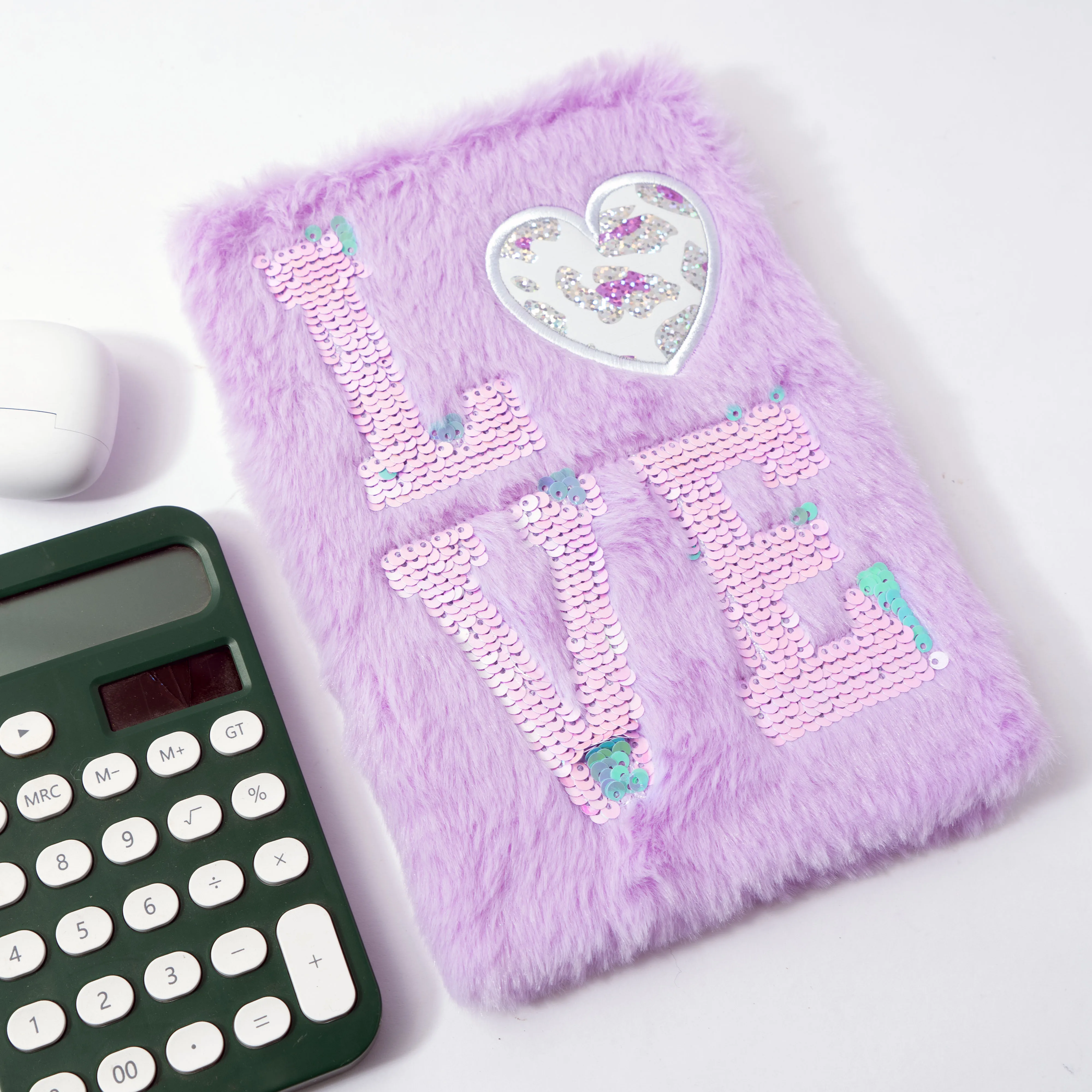 Cute LOVE Sequin Plush Notebook For Girls Hand Book Diary Book Planner for Kids Student School Sketchbook Stationery Gift