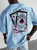 Summer Style Men's T-shirt Street Casual Fashion Comfortable Soft Breathable O-neck Short Sleeve 3D Playing Cards Print Pullover 4