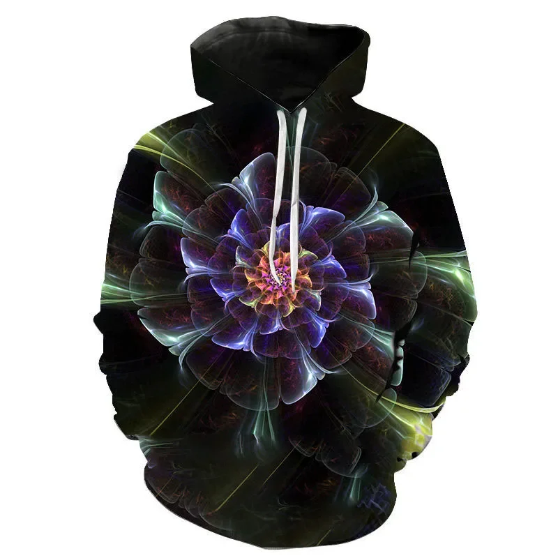 

2024 Rose Flower Graphic Male Hoodies 3D Printing Element Fashion Casual Oversized Hooded Sweatshirts Harajuku Streetwear Top