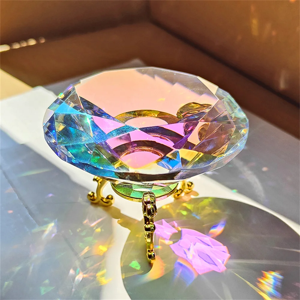 30-80mm AB Colorful K9 Crystal Diamond Paperweight Decorative Rainbow Maker Prism Glass Diamonds Wedding Room Desktop Decoration