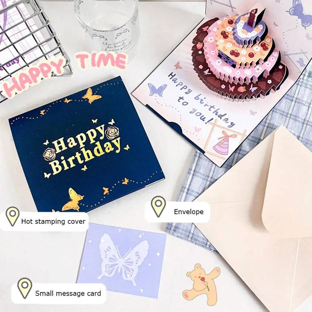 3D Musical Birthday Greeting Cards Pop-up Gift Card With Led Light Music Gift Cards With Envelope For Wedding Decor Wife