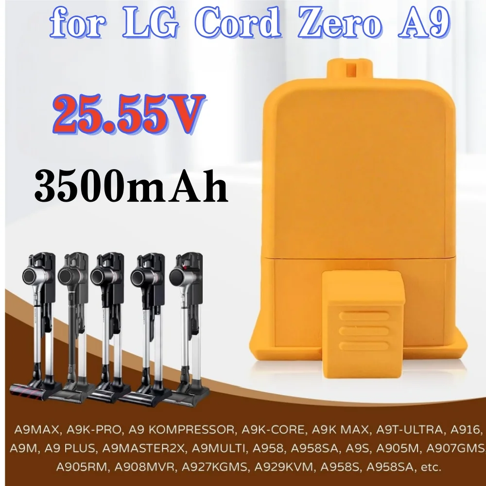 EAC63382208 EAC63758601 Li-ion Battery for LG CordZero A9 Plus/Max A9K Pro A9M with BMS 25.55V 3500mAh Replacement