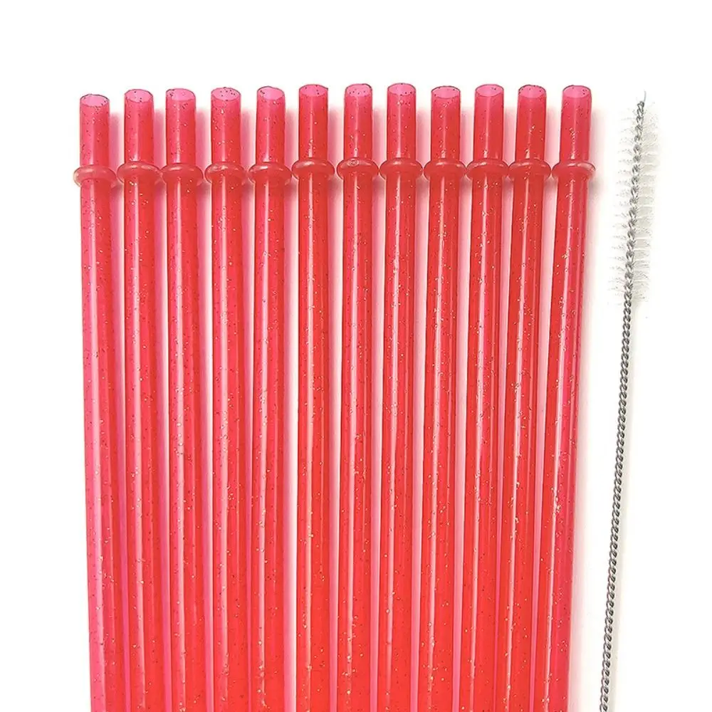 Reusable Gold Powder Portable Straw Cup with Cleaning Brush - 13-Piece Set