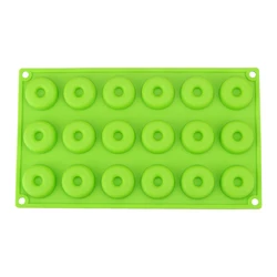 Mini Silicone Donut Dessert Baking Mold - 18-Cavity Cake & Biscuit Pan (Green)