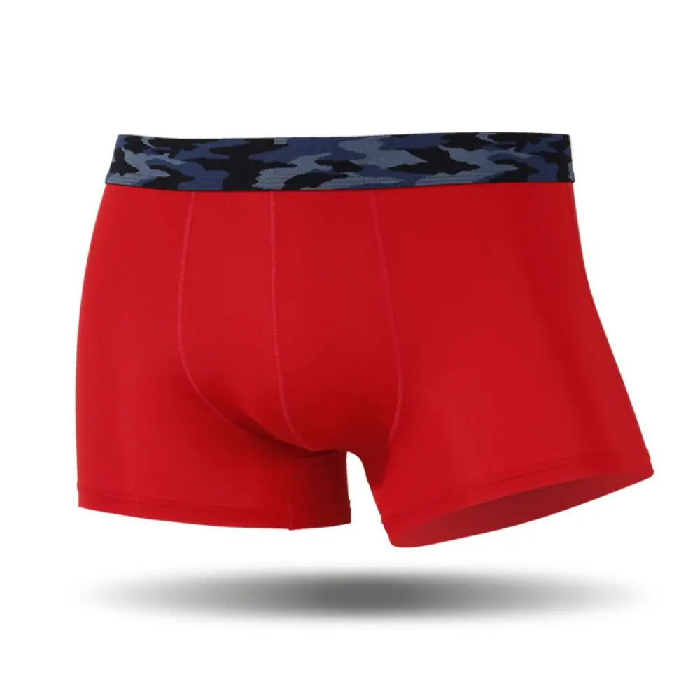

Men'S Boxer Shorts Ice Silk Solid Underpants One Piece Flat Corner Pants Thin Breathable Mid Waist U Raised Sexy Underpants