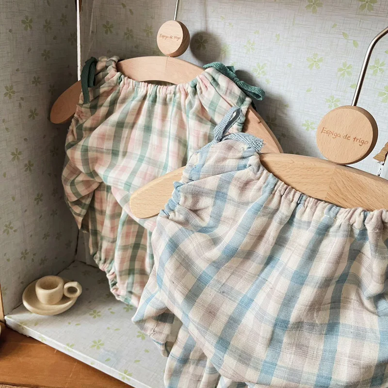 Summer Baby Girls Plaid Tee and Bloomer Clothing Set