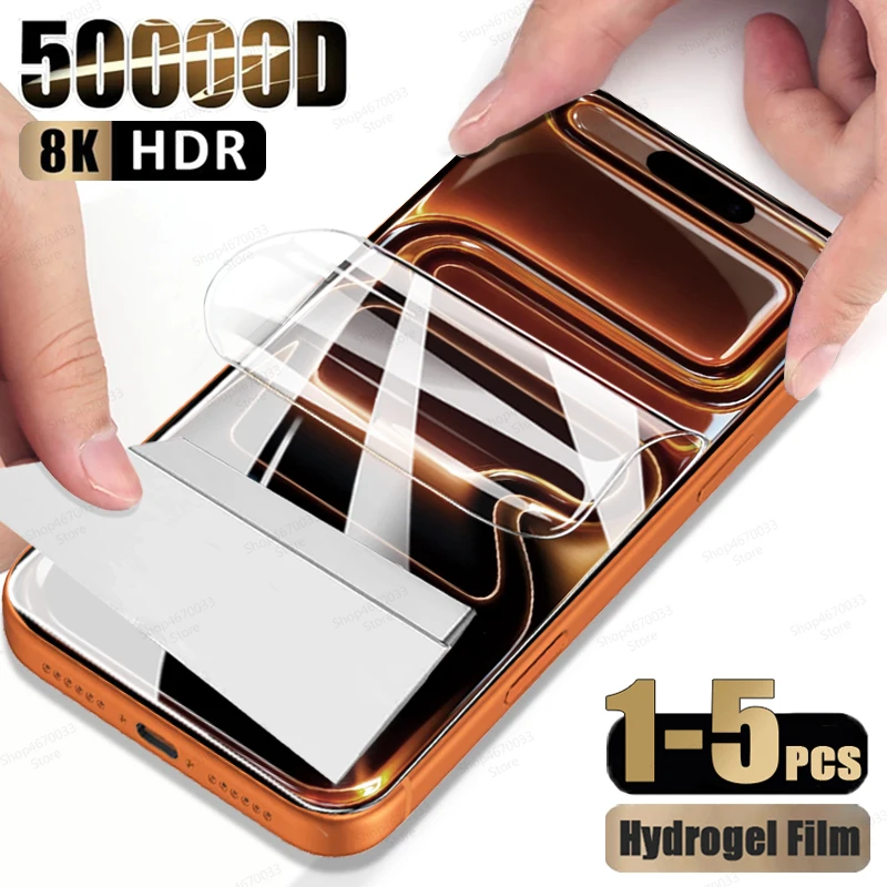 1-5 шт. гідрогелевої плівки з повним покриттям для iPhone 17 Pro Max 17 Air 13 15 16 14 12 11 Pro Max Plus Mini 16e, захисна плівка для екрану, м'яка плівка