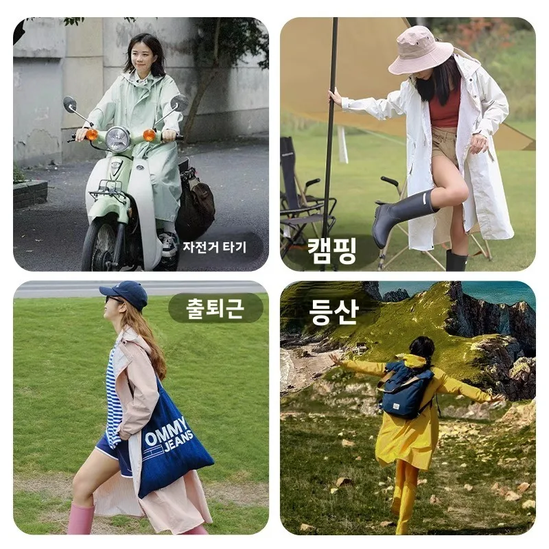 긴 기장의 야외용 전기차 우비, 남녀공용 성인용 전신 방수 우비, 하이커용 레인 판초
