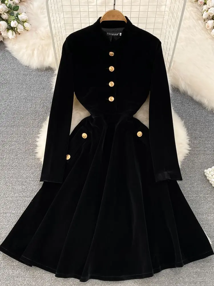 Velvet Dress Long Black Velvet Coat Elegant Black Velvet Dress