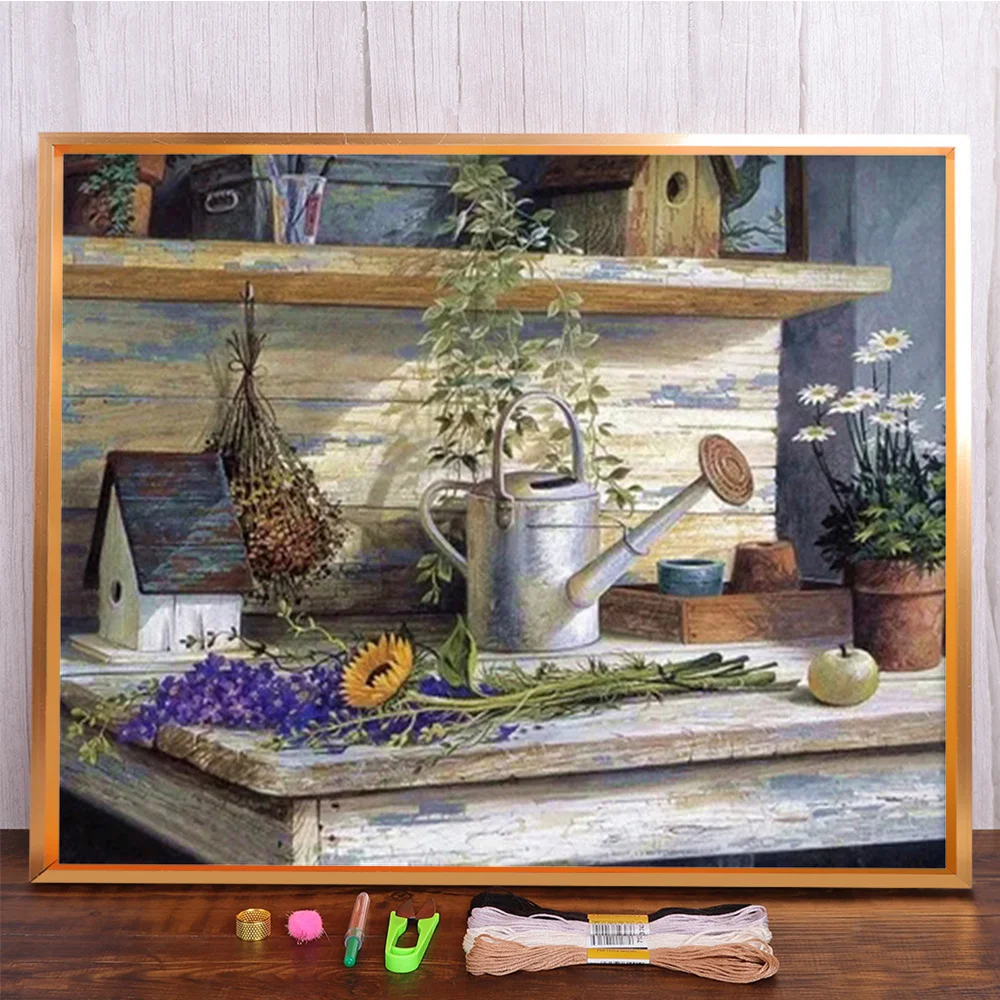 Landschaft Blumen Bedruckter Stoff 11CT Kreuzstich DIY Stickerei Set Handgemacht Hobby Stricken Handwerk Promotions Paket Raumdekoration – Detail 17