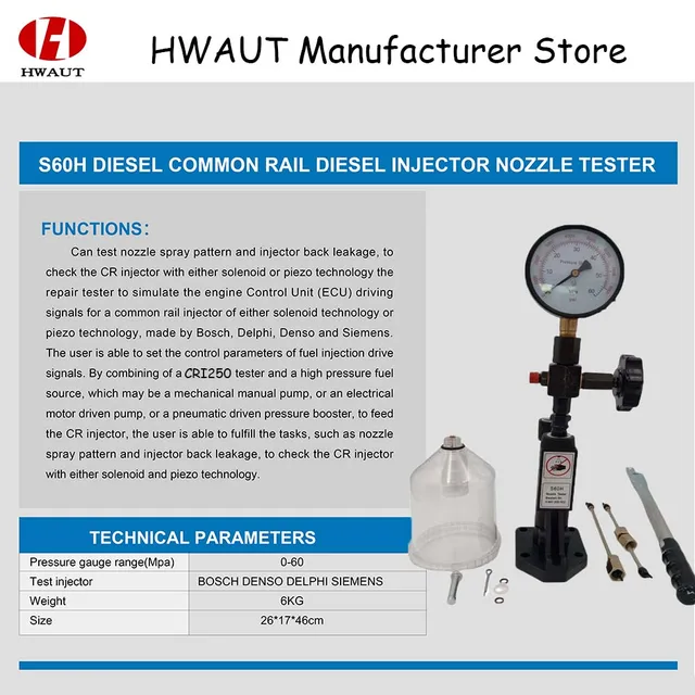 Multifunction Diesel Fuel CR C Common Rail Injector Test S60H S80h Injector Nozzles Tester Validator Diagnostic Repair Tool Kit 6