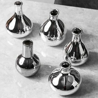 Silver Vase Ornaments Desktop Ceramic Solid Color Table Ornaments Living Room Flower Arrangement Dried Flowers Home Decorations 2