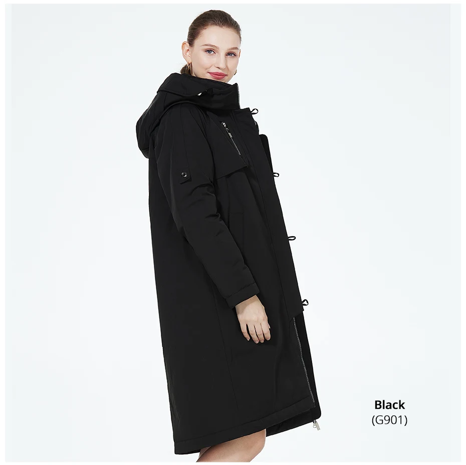 ICEbear 2023 New Winter Womens Jacket with Hood Warm Thickened Coat Windproof Parka With Belt GWD22599I