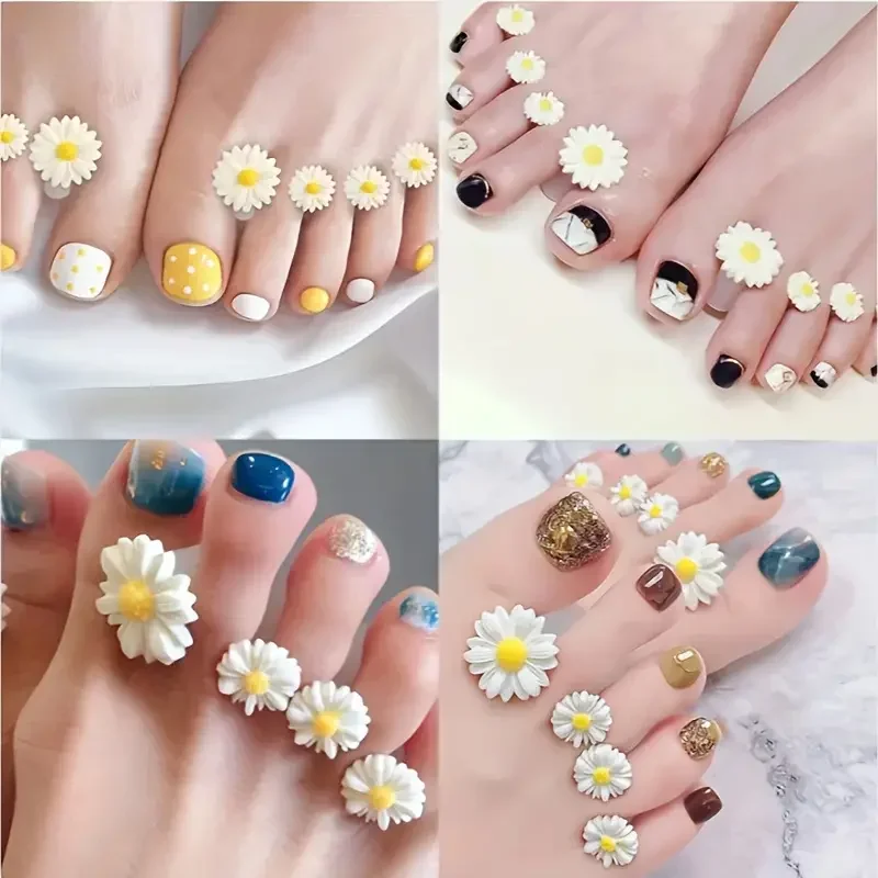 Daisy Flower Toe Separator 8 PCS/Set Silicone Cute Toe Spacers Cushions Reusable Toes Dividers for Nail Art Pedicure Tools