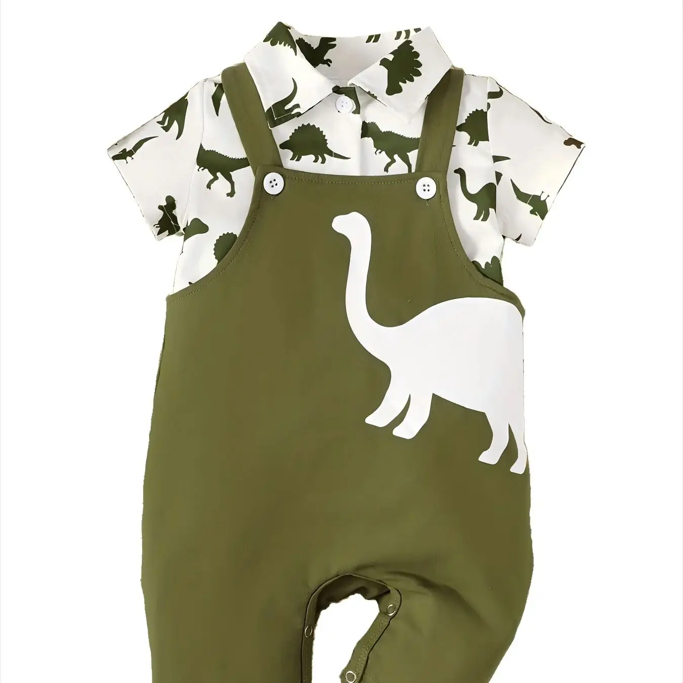 قميص ديناصور للربيع والصيف بأكمام قصيرة مع طقم مكو...