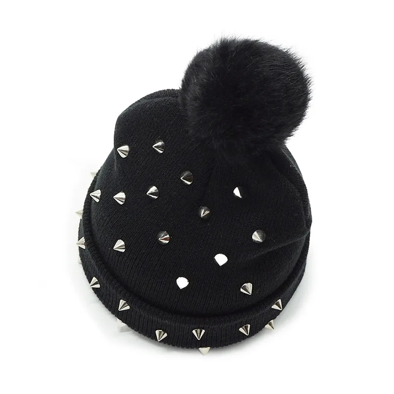 Winter Punk Harajuku Hole Skullies Women Warm Fashion Knitted Hat Autumn Hip Hop Beanies Unisex Basic Cap