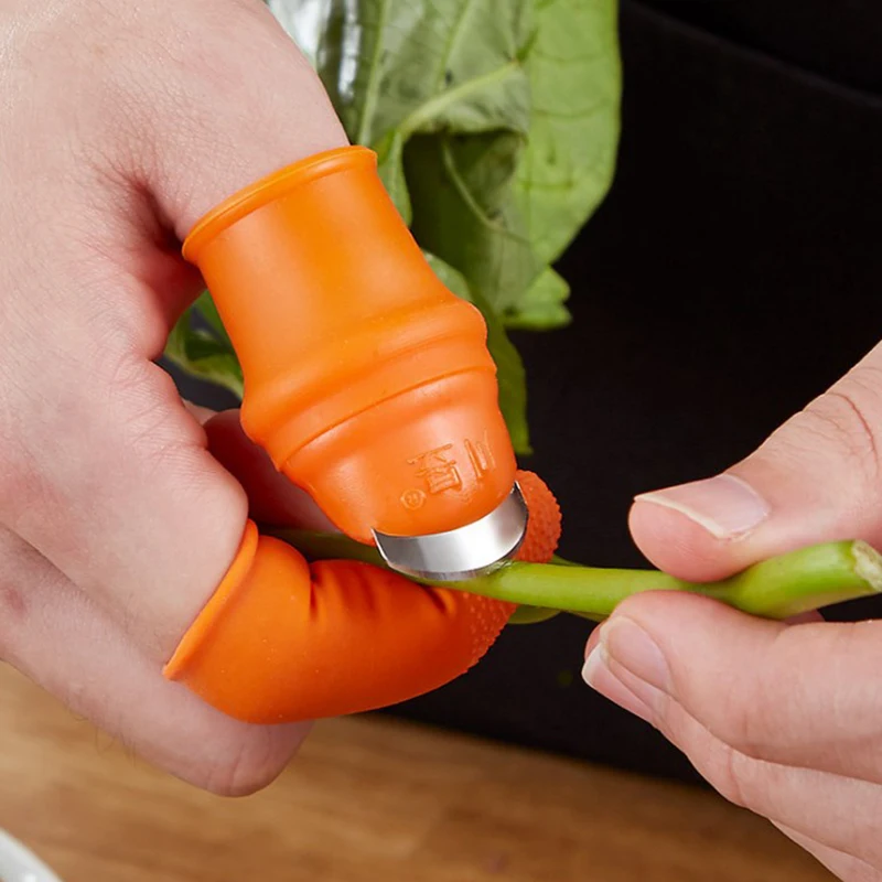 1pc Silicone Finger Protector With Blade For Fruits Vegetable Thumb Knife Finger Guard Kitchen Gadgets Kitchen Accessories