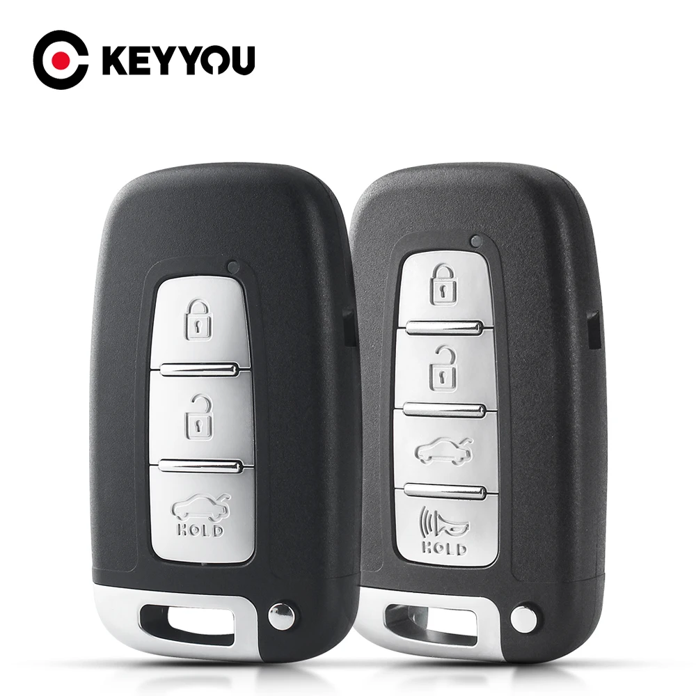 KEYYOU 3/4 버튼 리모컨 키 쉘 Kia Forte Soul Rio Borrego Sorento Optima 현대 I30 IX35 Sonata Genesis Equus Veloster
