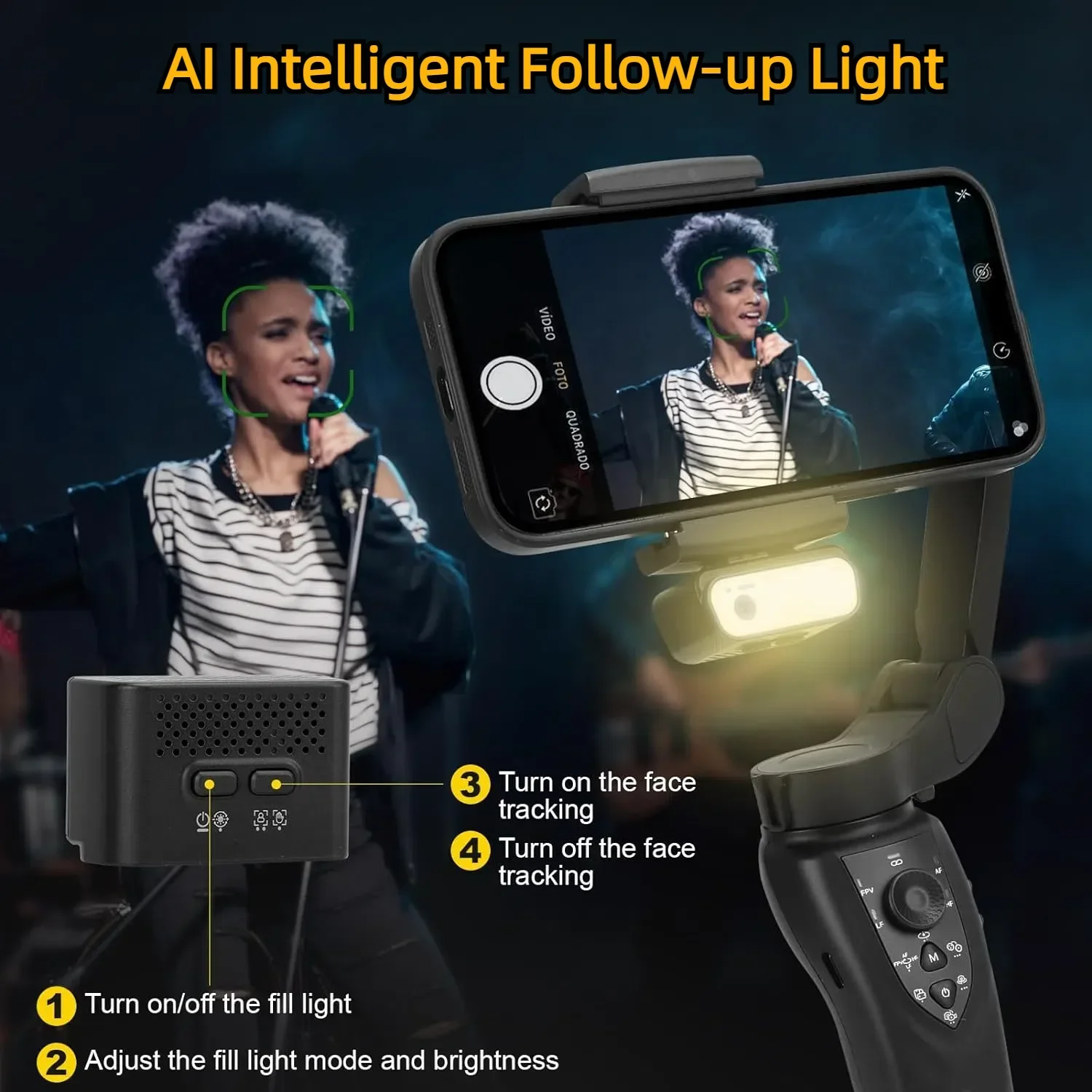 F12 handheld gimbal Stabilizer for Smartphone Mobile phone gimbal handy stabilizer with Light for Video handheld gimbal stabilizer,gimbal stabilizer,handheld gimbal