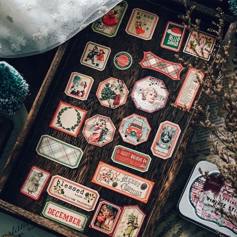 Decorative Stickers Decorative Labels Stickers Stationery Supplies Adhesive Stickers DIY Scrapbooking Accessories Vintage Stickers Decorative Metal Box Junk Journal Ephemera Retro DIY Album Stickers Scrapbooking Material Craft Supplies 100Pcs
