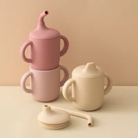 1PCS Two Lids Baby Silicone Straw Cup BPA Free Portable Storage Snack Container Feeding Cup Kids Learning Drink Cup Baby Stuff
