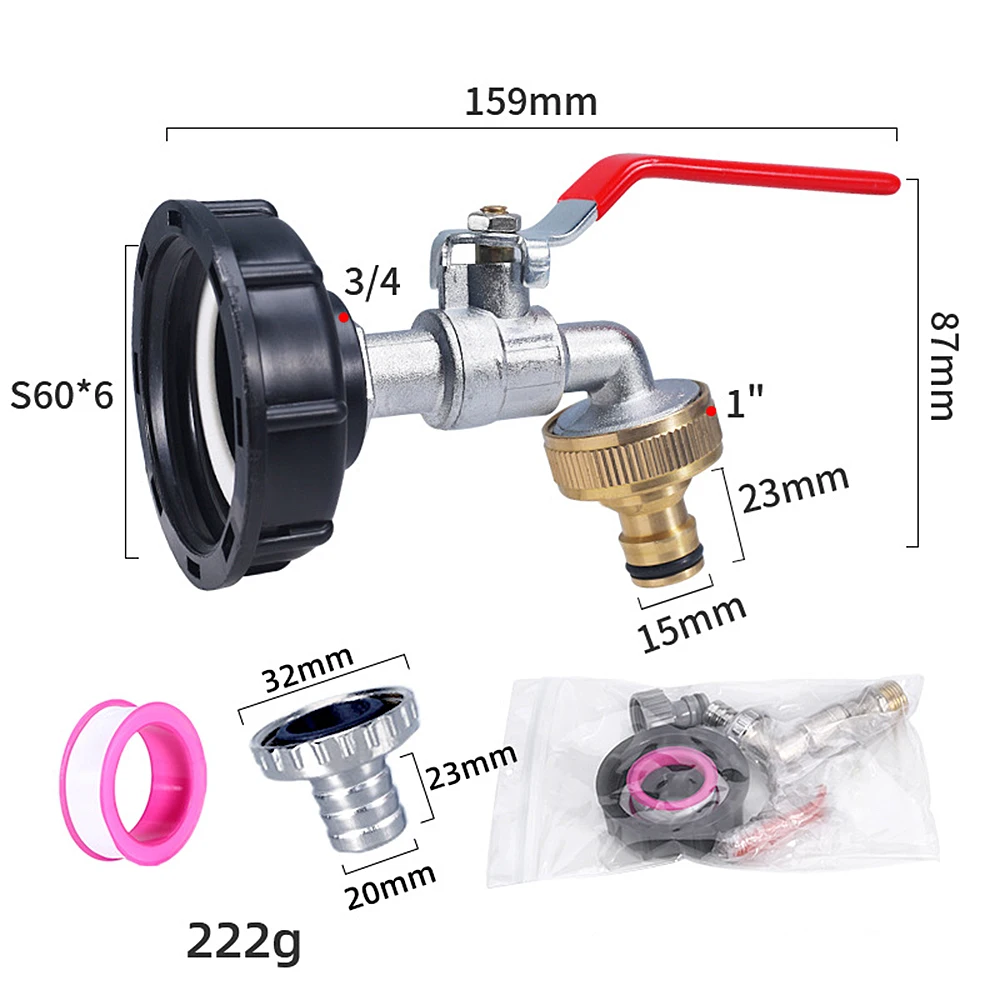 1PC Langlebig IBC Tank Wasserhahn Adapter S60 * 6 Grob Gewinde auf 1/2'' 3/4'' Stecker Ersatz ventil Garten Hause Ventil Fitting Wasserhahn – Detail 1