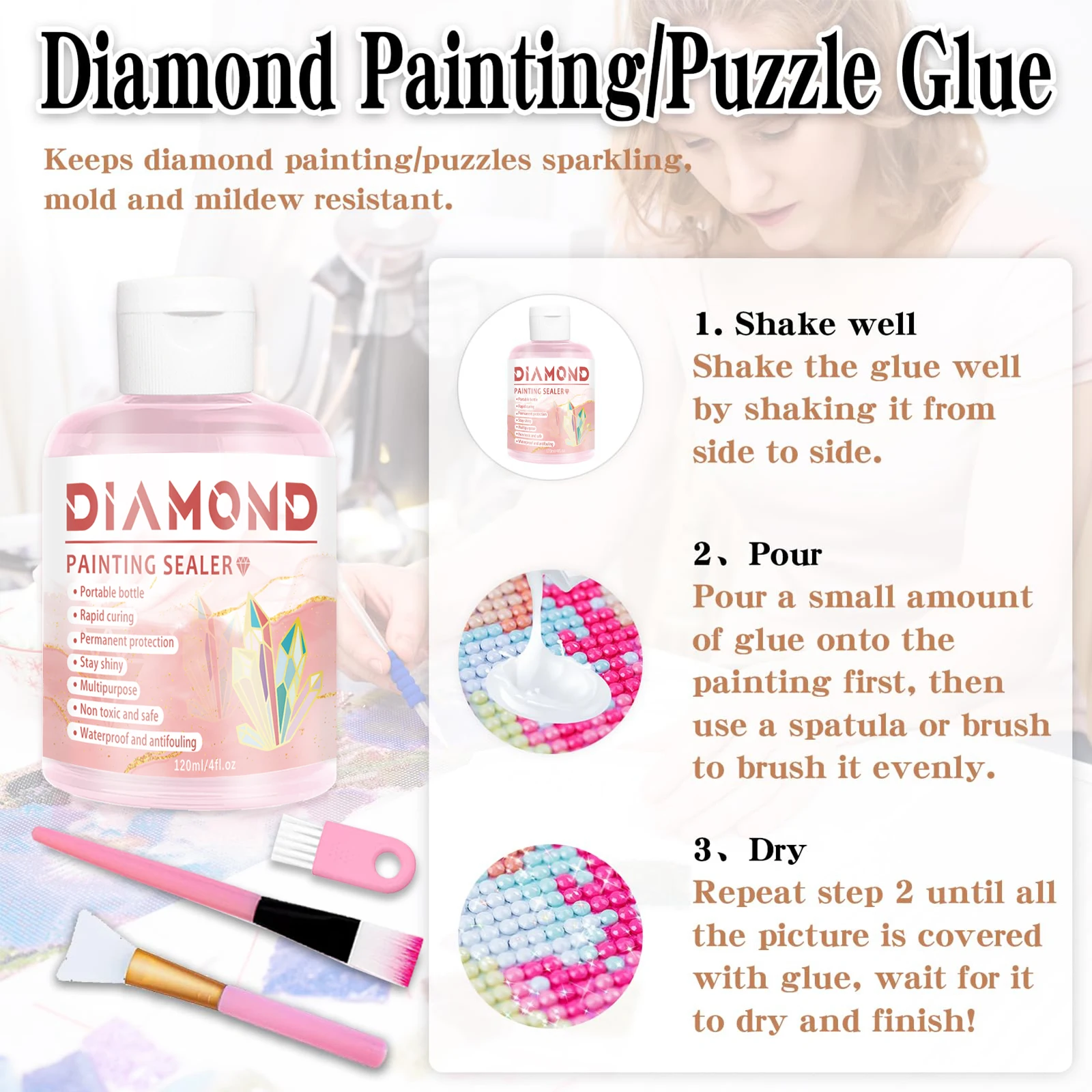 Diamond Painting Sealer Diamond Painting Sealer 5D Diamond Painting Glue Permanent Hold & Shine