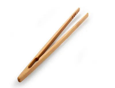 1Pcs Wooden Tea Tweezer Bacon Tea Clip Tongs Bamboo Salad Food Toast Bend Straight Clips Kitchen Accessories Teaware Supplies