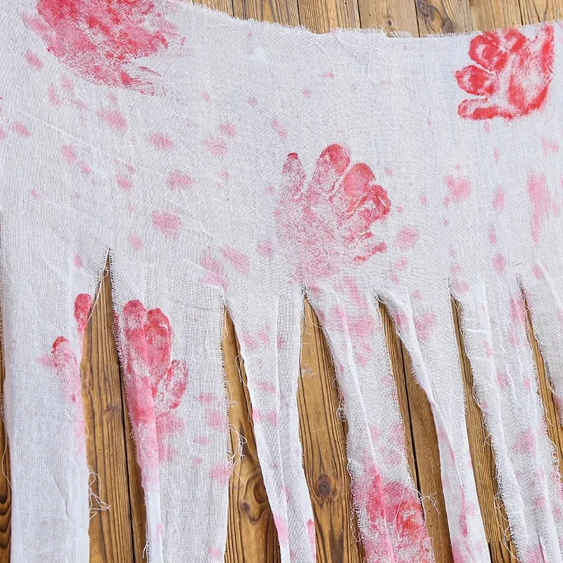 Halloween Blood Handprint Door Curtain Gauze Decoration