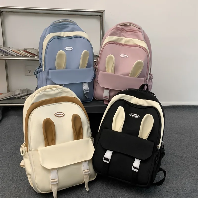 

Cute Rabbit Ears Leisure Schoolbag Large-capacity Campus Backpack for Primary and Secondary School Students