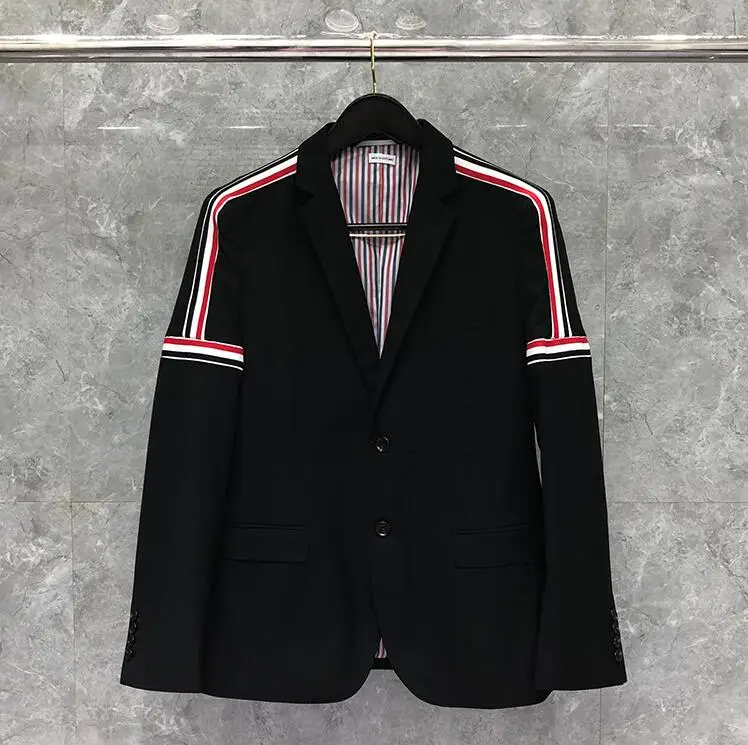 

Man's Blazer New Formal Blazer Men British Casual Suit Men's Jacket Single Breasted Shoulder Striped Cotton Wool Coat