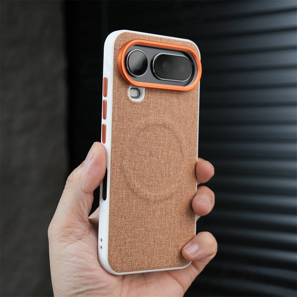 Elegant Business Cloth Texture Magnetic Case with Alloy Lens