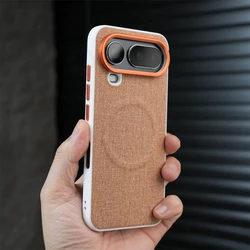 Elegant Business Cloth Texture Magnetic Case with Alloy Lens - Honor Magic8 RSR Porsche Design (Brown FBW CC)