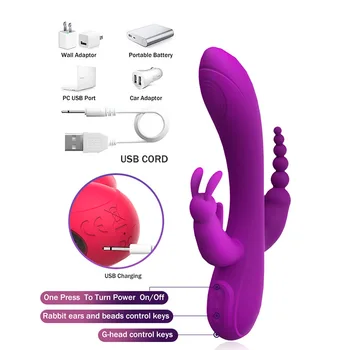 10 Speed 3 In 1 Silicone Sexy Dildos Vibrators For Woman Vaginal Auns Clitoral Massager Stimulator Female Masturbation Sex Toys 6