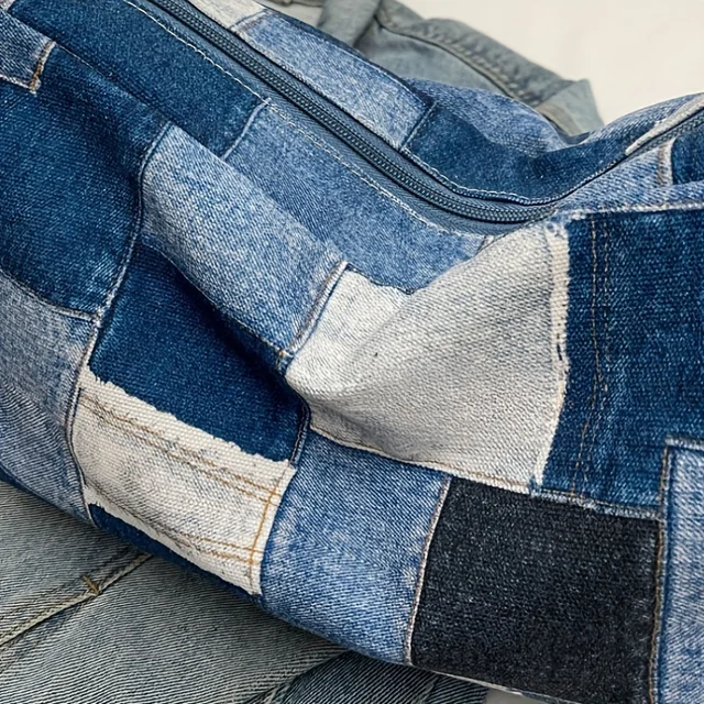 Women's Casual Denim Shoulder Bag All-in-one Canvas Pillow Bag Checkerboard Style Crossbody Bag Campus Go Shopping Daily Commute 5