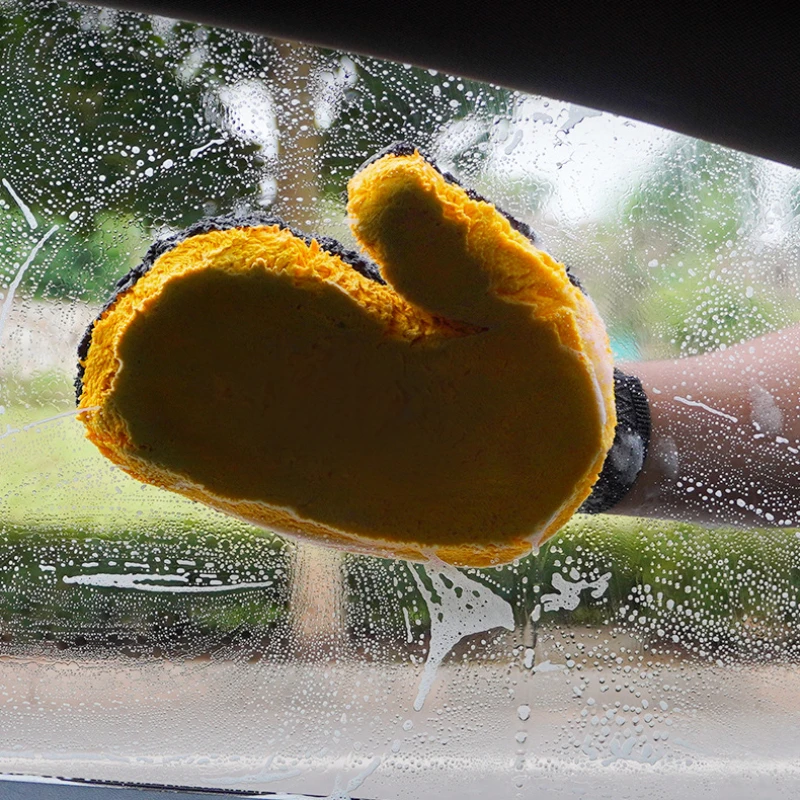 2pc Car Wash Mitt Coral Fleece Machine Washable