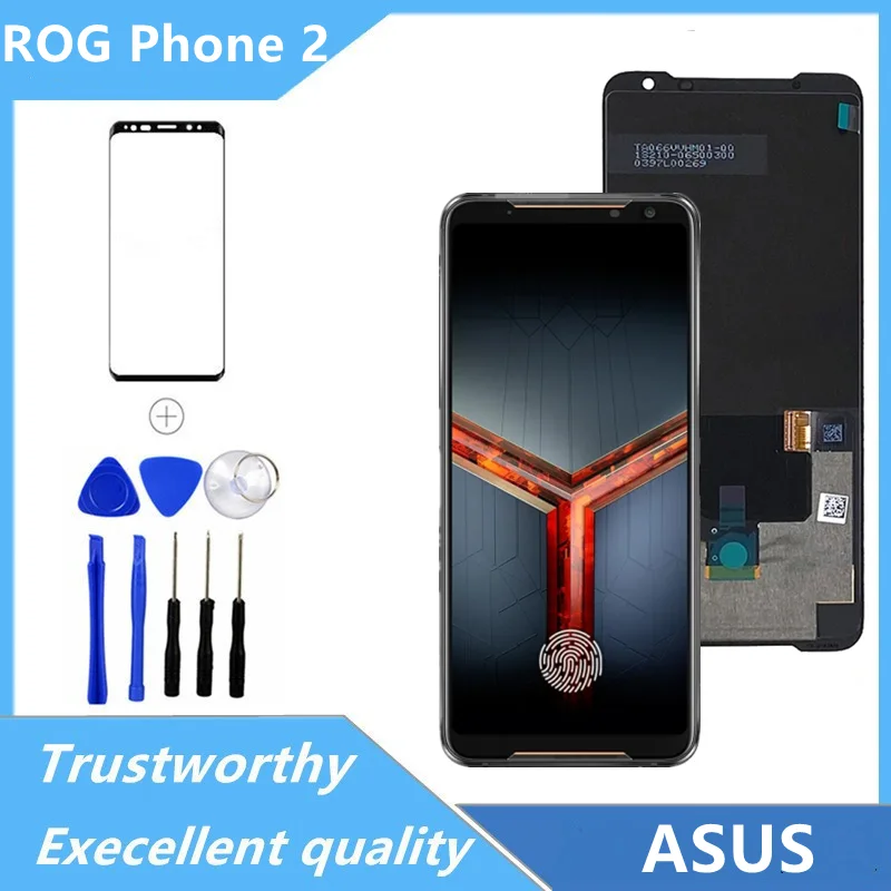 

6,59 дюйма; Для Asus ROG 2 Phone II ZS660KL, ЖК-дисплей для ASUS ROG Phone2 _ I001D, ЖК-дисплей со сканером отпечатка пальца