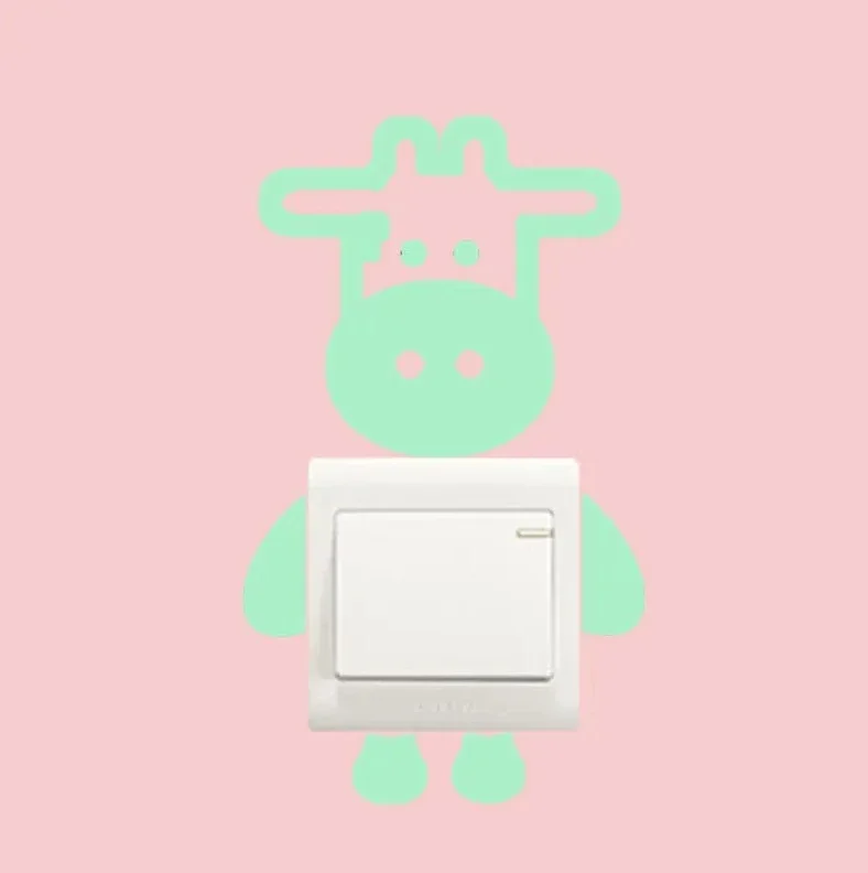 Luminous switch stickers Luminous Switch Stickers Glow In The Dark Decorative Kids Room Cartoon Cat Dog Fairy Star Pvc Wall Home Decoration