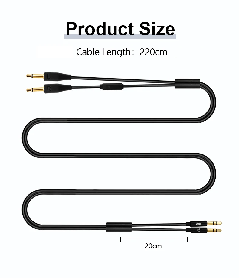 For B&W P3 1 More H1707 Xiaomi HIFIMAN HE400S HE350 HE1000 Replaceable Connection PC Laptop Game Voice Video Headphone Cable