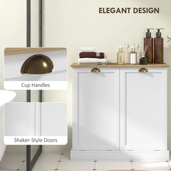 Laundry Hamper Cabinet, Tilt out Bathroom Storage Cabinet, White 6