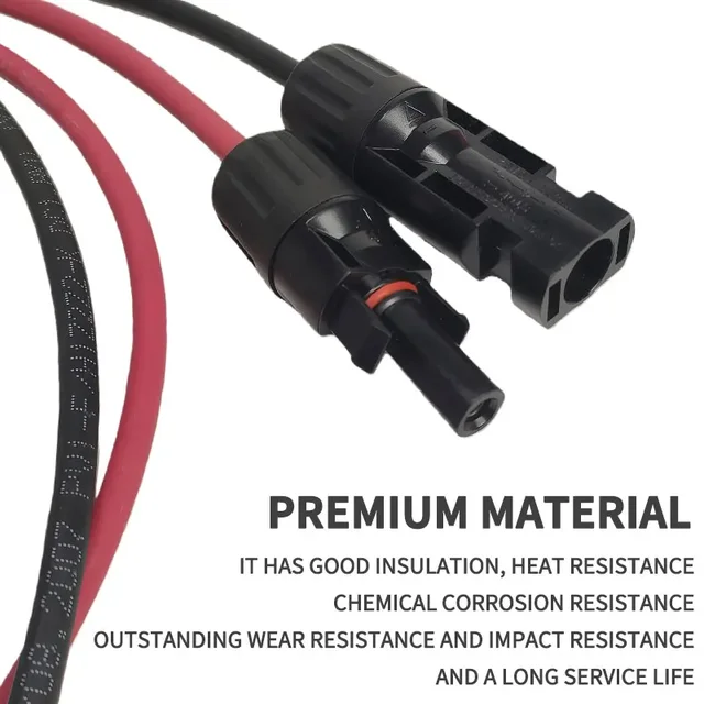 6 mm²  10AWG  Extension Cable PV1-F Solar Panel Wire, Waterproof DC Connector Male & Female Pair for Photovoltaic System 2