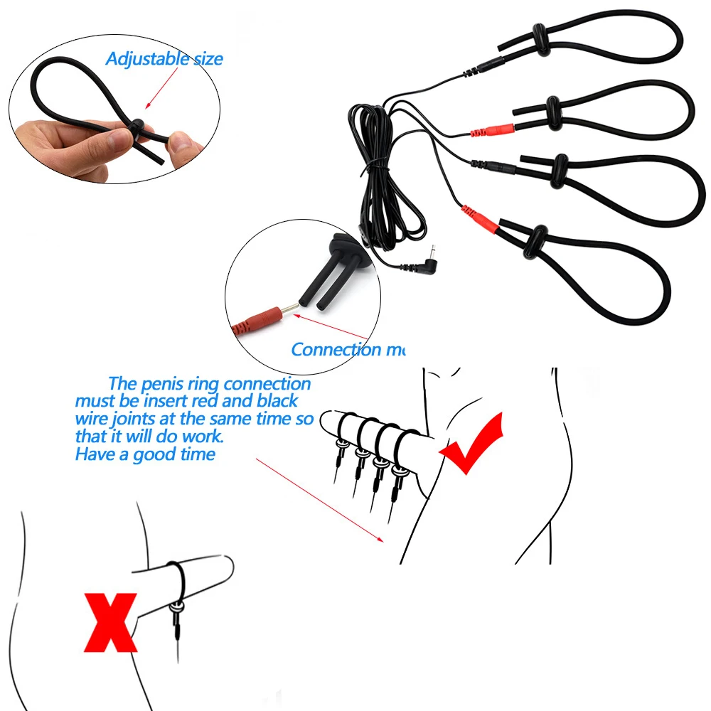Male Electric Shock Penis Ring Electro Stimulation Therapy Cock Rings Massage Pad Dick Erection Enhancer Sex Tools For Couple