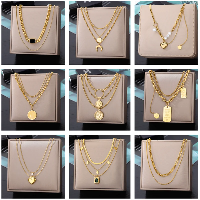 Geometria ze stali nierdzewnej gwiazda księżyc wisiorek z motylem wielowarstwowy łańcuszek Choker naszyjnik dla kobiet akcesoria ślubne Dropshipping - AliExpress 36